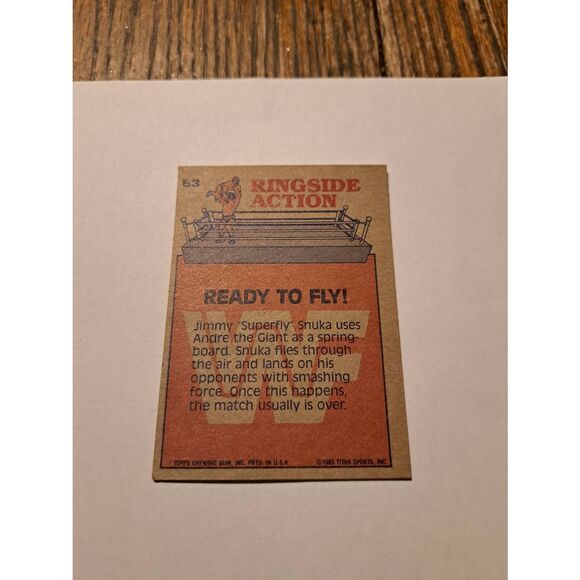 Vintage 1985 WWF Ready to Fly Card 53 Jimmy Superfly Snuka Andre the Giant Topps - Picture 4 of 4
